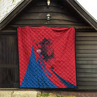 Netherlands Quilt with Lion Graphic and Dutch Flag in Red and Blue Design - Wonder Print Shop
