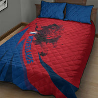 Netherlands Quilt Bed Set with Lion Graphic and Dutch Flag in Red and Blue Design - Wonder Print Shop