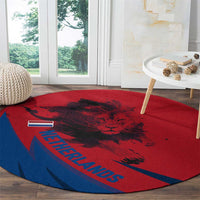 Netherlands Round Carpet with Lion Graphic and Dutch Flag in Red and Blue Design - Wonder Print Shop