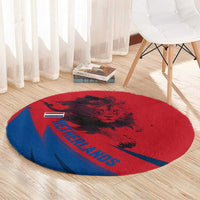 Netherlands Round Carpet with Lion Graphic and Dutch Flag in Red and Blue Design - Wonder Print Shop