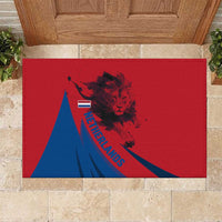Netherlands Rubber Doormat with Lion Graphic and Dutch Flag in Red and Blue Design - Wonder Print Shop