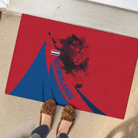 Netherlands Rubber Doormat with Lion Graphic and Dutch Flag in Red and Blue Design - Wonder Print Shop