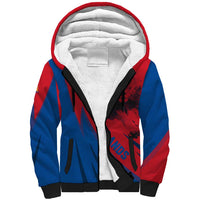 Netherlands Sherpa Hoodie with Lion Graphic and Dutch Flag in Red and Blue Design - Wonder Print Shop