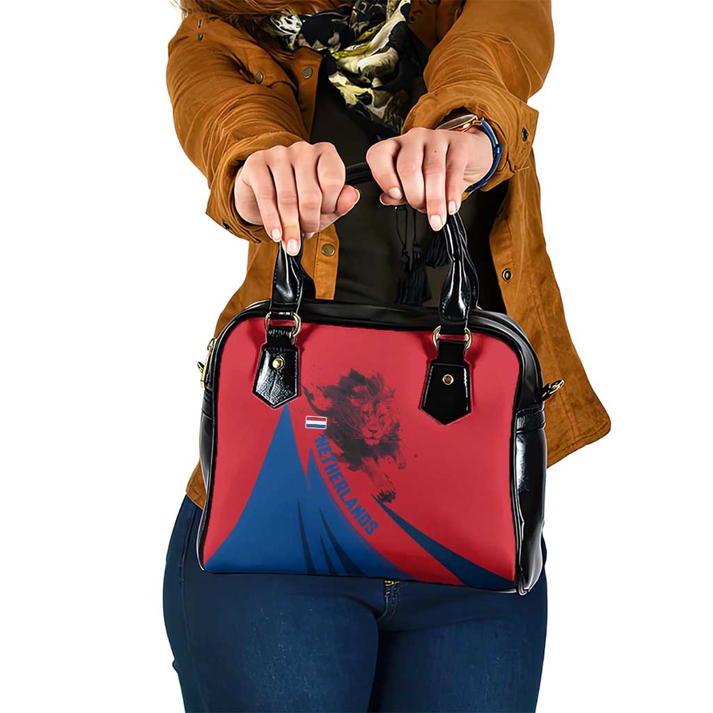 Netherlands Shoulder Handbag with Lion Graphic and Dutch Flag in Red and Blue Design - Wonder Print Shop