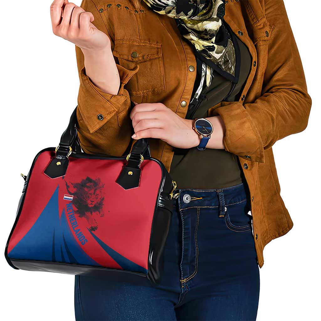 Netherlands Shoulder Handbag with Lion Graphic and Dutch Flag in Red and Blue Design - Wonder Print Shop