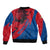 Netherlands Sleeve Zip Bomber Jacket with Lion Graphic and Dutch Flag in Red and Blue Design - Wonder Print Shop