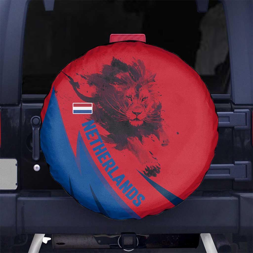 Netherlands Spare Tire Cover with Lion Graphic and Dutch Flag in Red and Blue Design - Wonder Print Shop