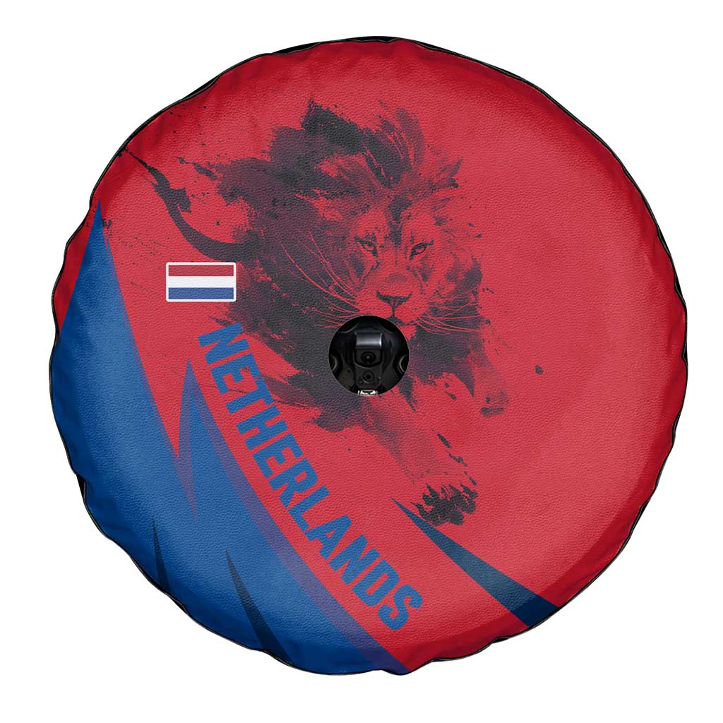 Netherlands Spare Tire Cover with Lion Graphic and Dutch Flag in Red and Blue Design - Wonder Print Shop