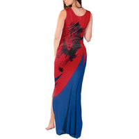 Netherlands Tank Maxi Dress with Lion Graphic and Dutch Flag in Red and Blue Design - Wonder Print Shop