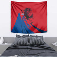 Netherlands Tapestry with Lion Graphic and Dutch Flag in Red and Blue Design - Wonder Print Shop
