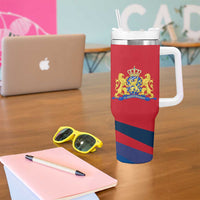 Netherlands Tumbler With Handle with Lion Graphic and Dutch Flag in Red and Blue Design - Wonder Print Shop
