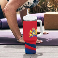 Netherlands Tumbler With Handle with Lion Graphic and Dutch Flag in Red and Blue Design - Wonder Print Shop