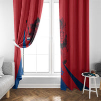 Netherlands Window Curtain with Lion Graphic and Dutch Flag in Red and Blue Design - Wonder Print Shop