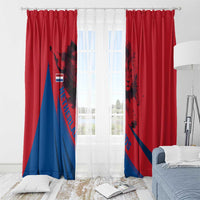 Netherlands Window Curtain with Lion Graphic and Dutch Flag in Red and Blue Design - Wonder Print Shop