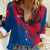 Netherlands Women Casual Shirt with Lion Graphic and Dutch Flag in Red and Blue Design - Wonder Print Shop
