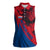 Netherlands Women Sleeveless Polo Shirt with Lion Graphic and Dutch Flag in Red and Blue Design - Wonder Print Shop