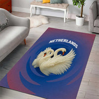 Netherlands Area Rug with Swan Couple Graphic and Dutch Flag in Gradient Red and Blue Design - Wonder Print Shop