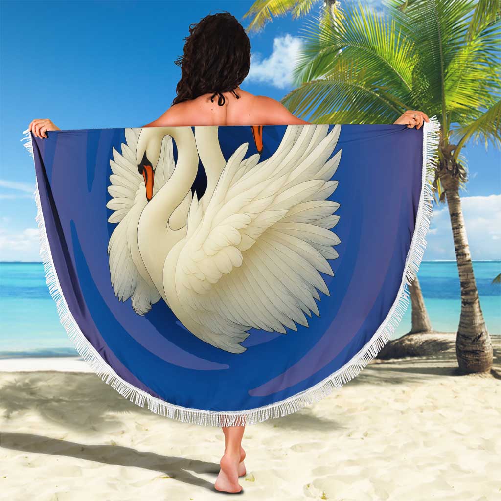 Netherlands Beach Blanket with Swan Couple Graphic and Dutch Flag in Gradient Red and Blue Design - Wonder Print Shop