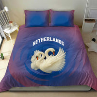 Netherlands Bedding Set with Swan Couple Graphic and Dutch Flag in Gradient Red and Blue Design - Wonder Print Shop