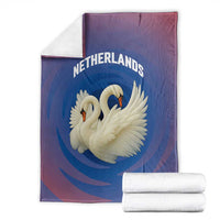 Netherlands Blanket with Swan Couple Graphic and Dutch Flag in Gradient Red and Blue Design - Wonder Print Shop