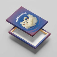 Netherlands Canvas Wall Art with Swan Couple Graphic and Dutch Flag in Gradient Red and Blue Design - Wonder Print Shop