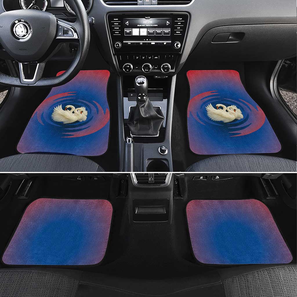 Netherlands Car Mats with Swan Couple Graphic and Dutch Flag in Gradient Red and Blue Design - Wonder Print Shop