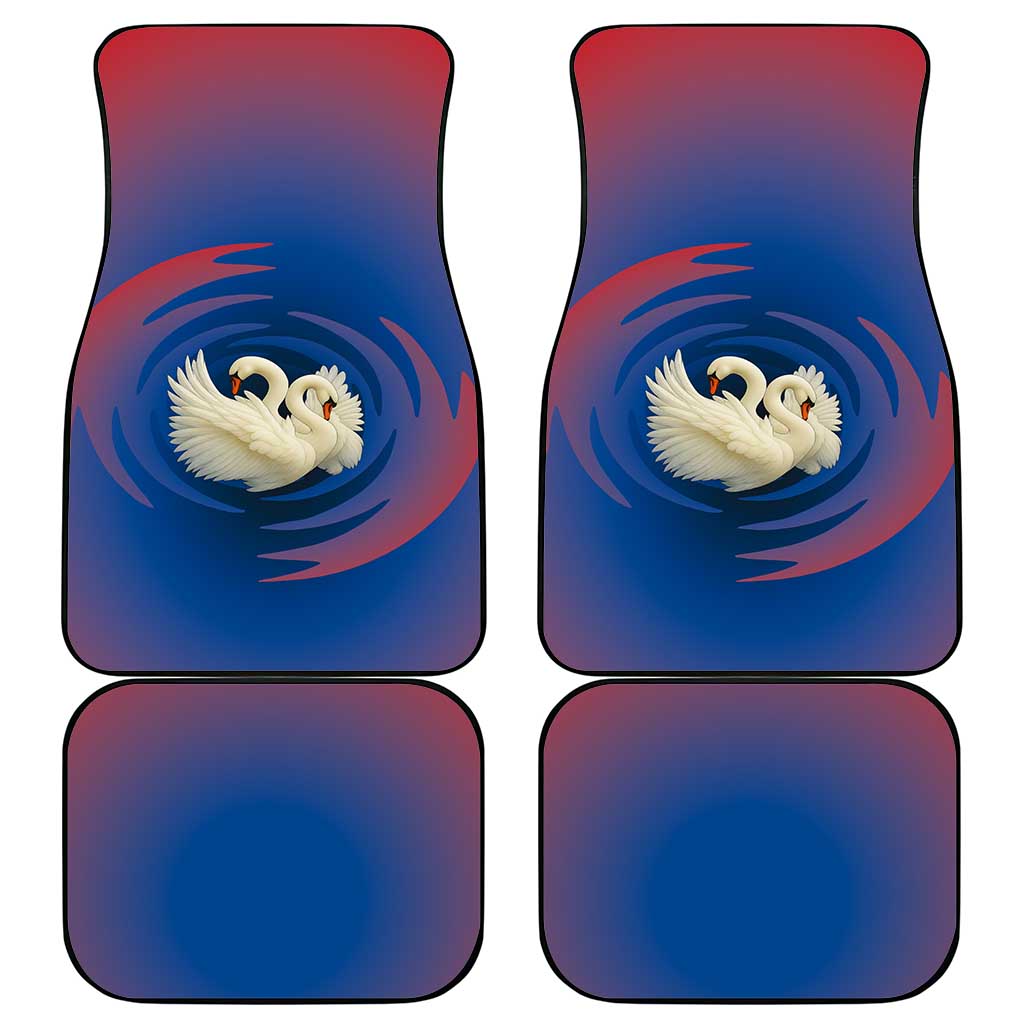 Netherlands Car Mats with Swan Couple Graphic and Dutch Flag in Gradient Red and Blue Design - Wonder Print Shop