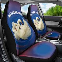 Netherlands Car Seat Cover with Swan Couple Graphic and Dutch Flag in Gradient Red and Blue Design - Wonder Print Shop