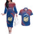 Netherlands Couples Matching Off The Shoulder Long Sleeve Dress and Hawaiian Shirt with Swan Couple Graphic and Dutch Flag in Gradient Red and Blue Design - Wonder Print Shop