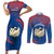 Netherlands Couples Matching Short Sleeve Bodycon Dress and Long Sleeve Button Shirt with Swan Couple Graphic and Dutch Flag in Gradient Red and Blue Design - Wonder Print Shop