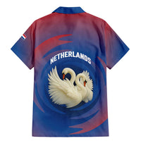 Netherlands Family Matching Mermaid Dress and Hawaiian Shirt with Swan Couple Graphic and Dutch Flag in Gradient Red and Blue Design - Wonder Print Shop