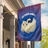 Netherlands Garden Flag with Swan Couple Graphic and Dutch Flag in Gradient Red and Blue Design - Wonder Print Shop