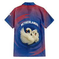 Netherlands Hawaiian Shirt with Swan Couple Graphic and Dutch Flag in Gradient Red and Blue Design - Wonder Print Shop