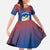 Netherlands Kid Short Sleeve Dress with Swan Couple Graphic and Dutch Flag in Gradient Red and Blue Design - Wonder Print Shop