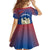 Netherlands Kid Short Sleeve Dress with Swan Couple Graphic and Dutch Flag in Gradient Red and Blue Design - Wonder Print Shop