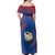 Netherlands Off Shoulder Maxi Dress with Swan Couple Graphic and Dutch Flag in Gradient Red and Blue Design - Wonder Print Shop