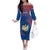 Netherlands Off The Shoulder Long Sleeve Dress with Swan Couple Graphic and Dutch Flag in Gradient Red and Blue Design - Wonder Print Shop