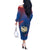 Netherlands Off The Shoulder Long Sleeve Dress with Swan Couple Graphic and Dutch Flag in Gradient Red and Blue Design - Wonder Print Shop