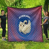 Netherlands Quilt with Swan Couple Graphic and Dutch Flag in Gradient Red and Blue Design - Wonder Print Shop