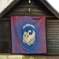Netherlands Quilt with Swan Couple Graphic and Dutch Flag in Gradient Red and Blue Design - Wonder Print Shop