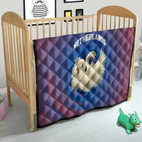 Netherlands Quilt with Swan Couple Graphic and Dutch Flag in Gradient Red and Blue Design - Wonder Print Shop