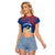 Netherlands Raglan Cropped T Shirt with Swan Couple Graphic and Dutch Flag in Gradient Red and Blue Design - Wonder Print Shop