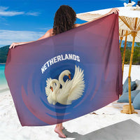 Netherlands Sarong with Swan Couple Graphic and Dutch Flag in Gradient Red and Blue Design - Wonder Print Shop