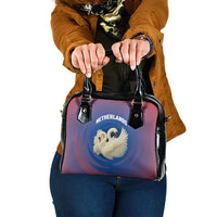 Netherlands Shoulder Handbag with Swan Couple Graphic and Dutch Flag in Gradient Red and Blue Design - Wonder Print Shop