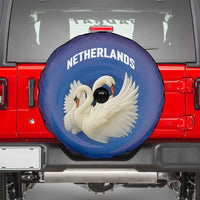 Netherlands Spare Tire Cover with Swan Couple Graphic and Dutch Flag in Gradient Red and Blue Design - Wonder Print Shop