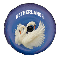 Netherlands Spare Tire Cover with Swan Couple Graphic and Dutch Flag in Gradient Red and Blue Design - Wonder Print Shop