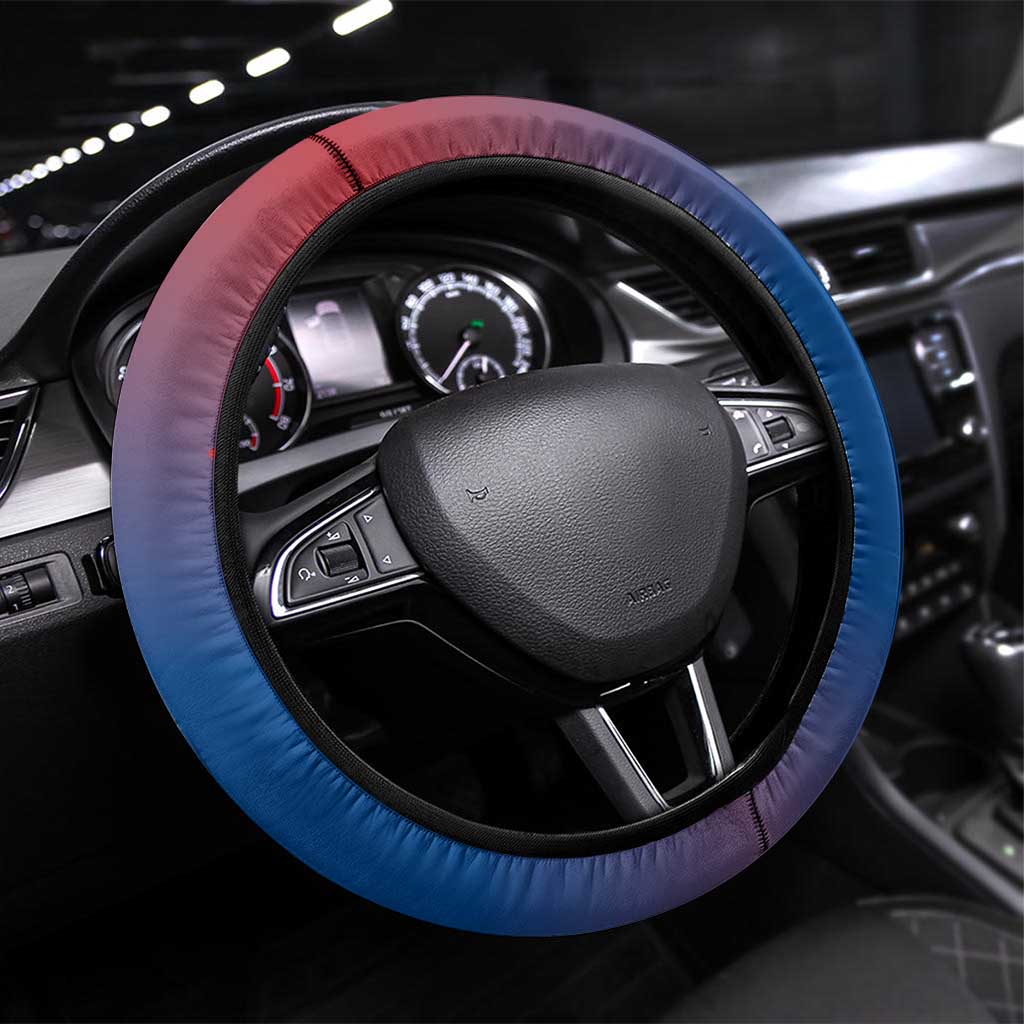 Netherlands Steering Wheel Cover with Swan Couple Graphic and Dutch Flag in Gradient Red and Blue Design - Wonder Print Shop