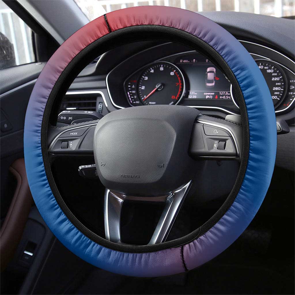 Netherlands Steering Wheel Cover with Swan Couple Graphic and Dutch Flag in Gradient Red and Blue Design - Wonder Print Shop
