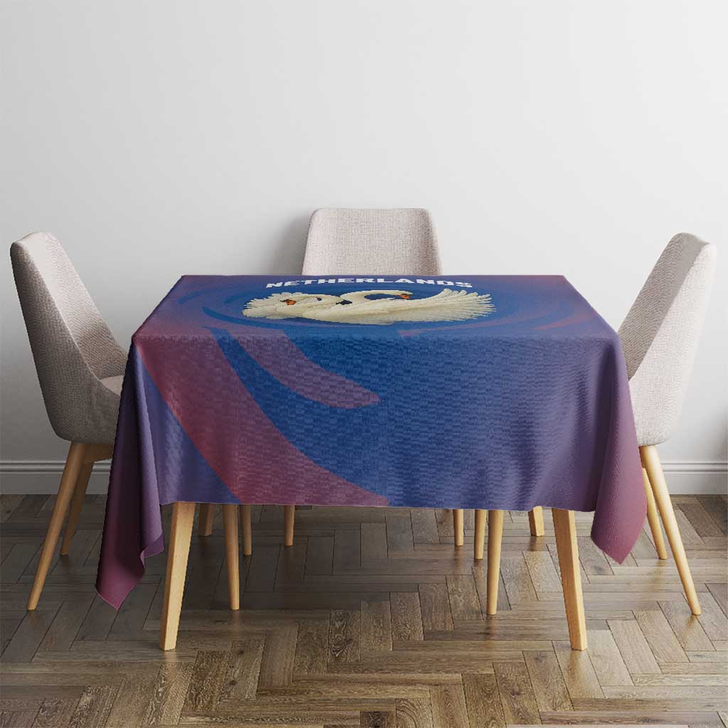 Netherlands Tablecloth with Swan Couple Graphic and Dutch Flag in Gradient Red and Blue Design - Wonder Print Shop