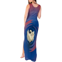 Netherlands Tank Maxi Dress with Swan Couple Graphic and Dutch Flag in Gradient Red and Blue Design - Wonder Print Shop